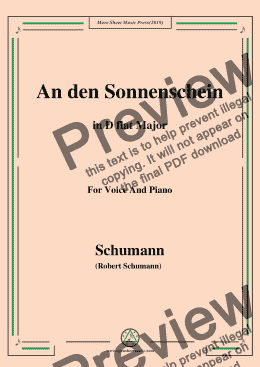 page one of Schumann-An den Sonnenschein,in D flat Major,for Voice and Piano