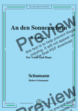 page one of Schumann-An den Sonnenschein,in A Major,for Voice and Piano