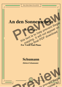 page one of Schumann-An den Sonnenschein,in G Major,for Voice and Piano