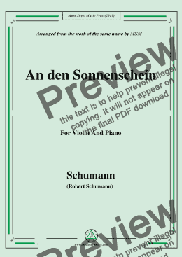 page one of Schumann-An den Sonnenschein,for Violin and Piano