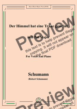 page one of Schumann-Der Himmel hat eine träne geweint,in B flat Major,for Voice and Piano