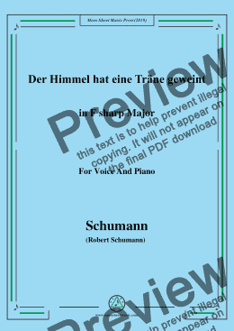 page one of Schumann-Der Himmel hat eine träne geweint,in F sharp Major,for Voice and Piano