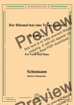 page one of Schumann-Der Himmel hat eine träne geweint,in E Major,for Voice and Piano