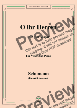 page one of Schumann-O ihr Herren,in A flat Major,for Voice and Piano