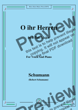 page one of Schumann-O ihr Herren,in B flat Major,for Voice and Piano