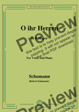 page one of Schumann-O ihr Herren,in B Major,for Voice and Piano