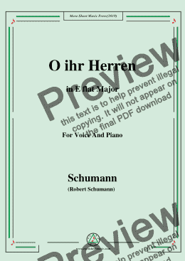 page one of Schumann-O ihr Herren,in E flat Major,for Voice and Piano