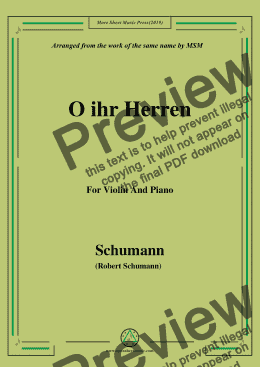 page one of Schumann-O ihr Herren,for Violin and Piano