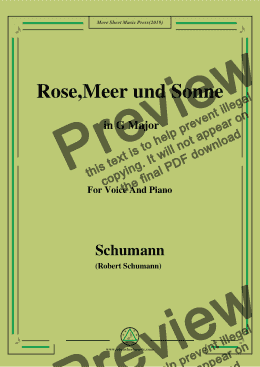 page one of Schumann-Rose,Meer und Sonne,in G Major,for Voice and Piano
