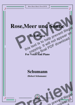 page one of Schumann-Rose,Meer und Sonne,in F Major,for Voice and Piano