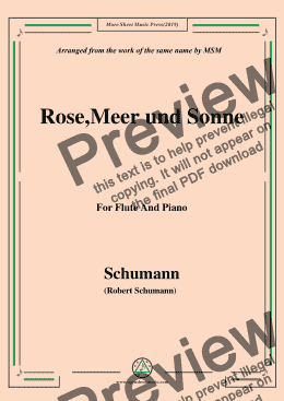 page one of Schumann-Rose,Meer und Sonne,for Flute and Piano