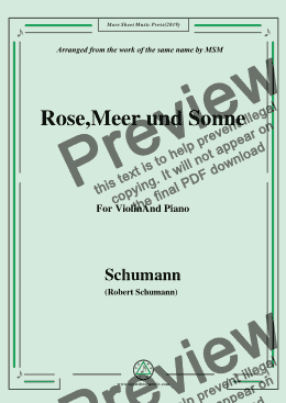 page one of Schumann-Rose,Meer und Sonne,for Violin and Piano
