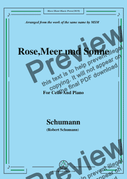 page one of Schumann-Rose,Meer und Sonne,for Cello and Piano