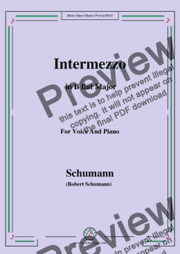 page one of Schumann-Intermezzo,in B flat Major,for Voice and Piano