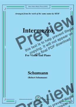 page one of Schumann-Intermezzo,for Violin and Piano