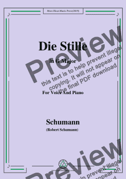page one of Schumann-Die Stille,in G Major,for Voice and Piano