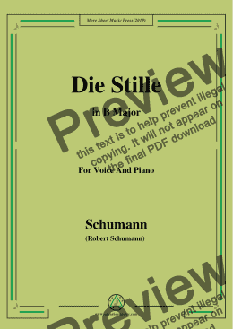 page one of Schumann-Die Stille,in B Major,for Voice and Piano