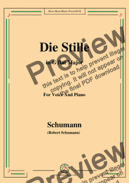 page one of Schumann-Die Stille,in G flat Major,for Voice and Piano