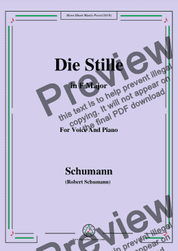 page one of Schumann-Die Stille,in F Major,for Voice and Piano