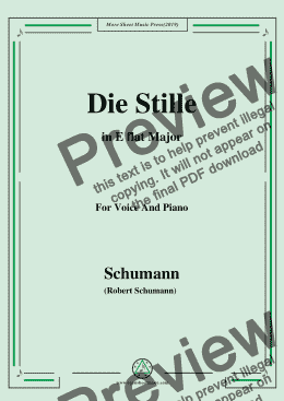 page one of Schumann-Die Stille,in E flat Major,for Voice and Piano