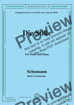 page one of Schumann-Die Stille,for Flute and Piano