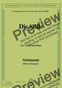 page one of Schumann-Die Stille,for Violin and Piano