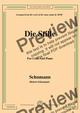 page one of Schumann-Die Stille,for Cello and Piano