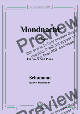 page one of Schumann-Mondnacht,in E Major,for Voice and Piano