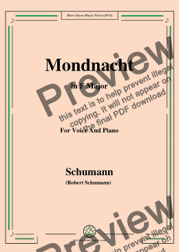 page one of Schumann-Mondnacht,in F Major,for Voice and Piano