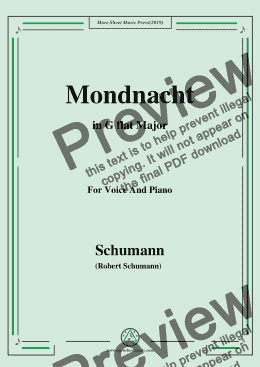 page one of Schumann-Mondnacht,in G flat Major,for Voice and Piano