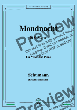 page one of Schumann-Mondnacht,in G Major,for Voice and Piano