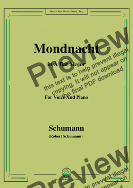 page one of Schumann-Mondnacht,in A flat Major,for Voice and Piano