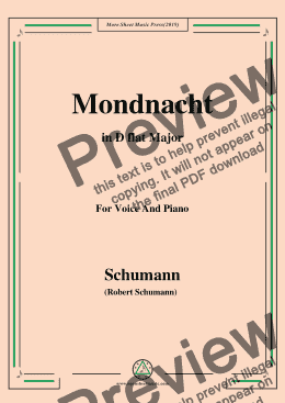 page one of Schumann-Mondnacht,in D flat Major,for Voice and Piano