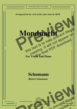 page one of Schumann-Mondnacht,for Violin and Piano