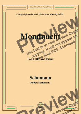 page one of Schumann-Mondnacht,for Cello and Piano