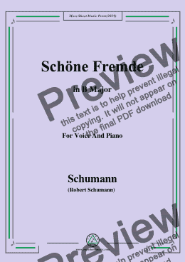 page one of Schumann-Schöne Fremde,in B Major,for Voice and Piano