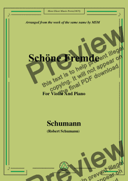 page one of Schumann-Schöne Fremde,for Violin and Piano