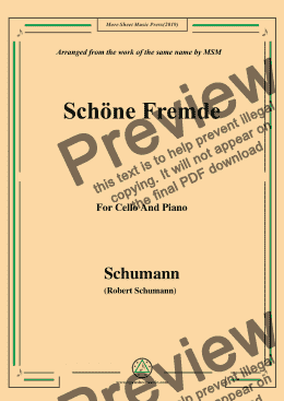 page one of Schumann-Schöne Fremde,for Cello and Piano