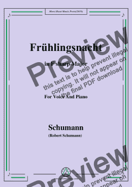 page one of Schumann-Frühlingsnacht,in F sharp Major,for Voice and Piano