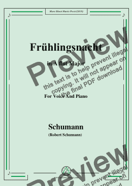 page one of Schumann-Frühlingsnacht,in A flat Major,for Voice and Piano