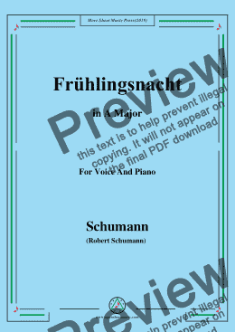 page one of Schumann-Frühlingsnacht,in A Major,for Voice and Piano