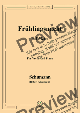 page one of Schumann-Frühlingsnacht,in F Major,for Voice and Piano