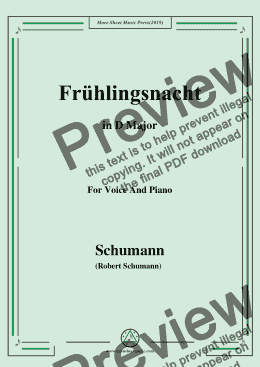 page one of Schumann-Frühlingsnacht,in D Major,for Voice and Piano