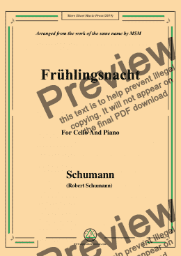 page one of Schumann-Frühlingsnacht,for Cello and Piano