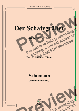 page one of Schumann-Der Schatzgräber,in b flat minor,for Voice and Piano