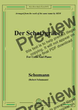 page one of Schumann-Der Schatzgräber,for Cello and Piano