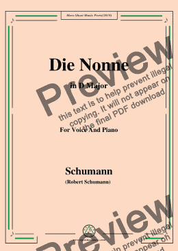 page one of Schumann-Die Nonne,in D Major,for Voice and Piano
