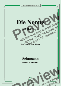 page one of Schumann-Die Nonne,in E flat Major,for Voice and Piano