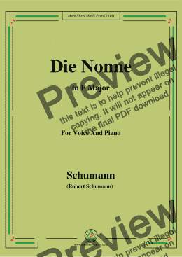 page one of Schumann-Die Nonne,in F Major,for Voice and Piano