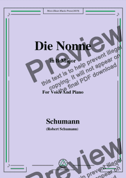 page one of Schumann-Die Nonne,in B Major,for Voice and Piano